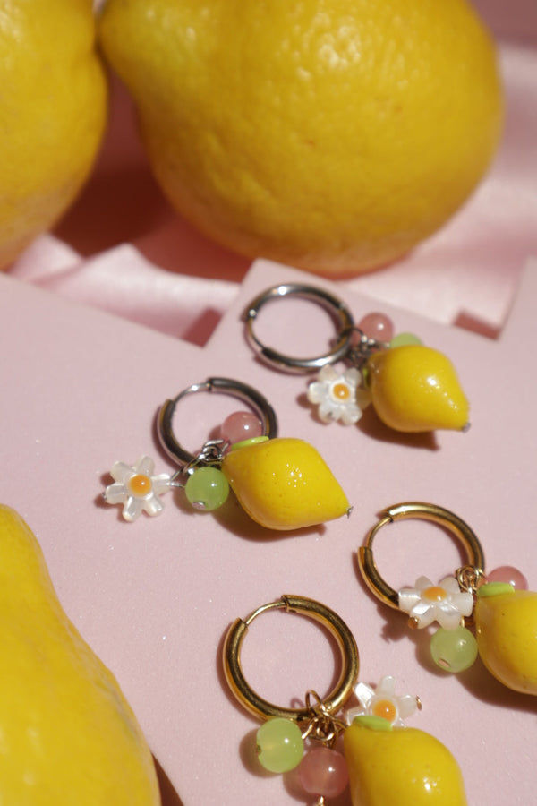 Lemon Drop Charm Hoops | Yuuka Universe