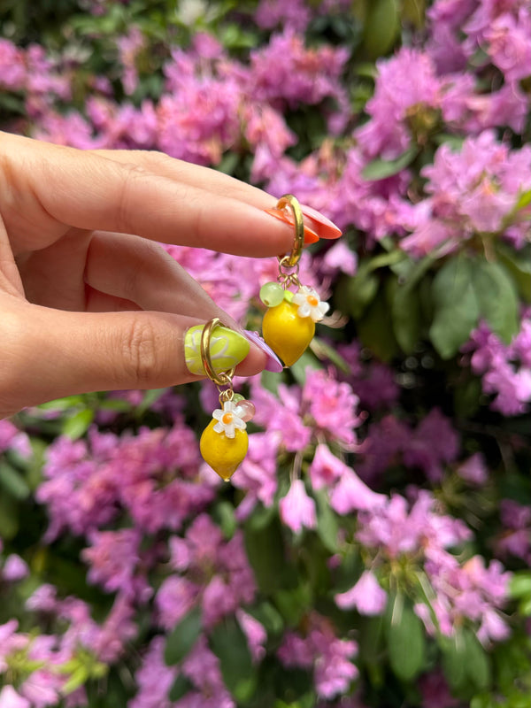 Lemon Drop Charm Hoops | Yuuka Universe